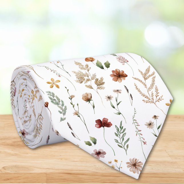 Akvarell Vackra Vildblommor Blommönster  Slips (Skapare uppladdad)