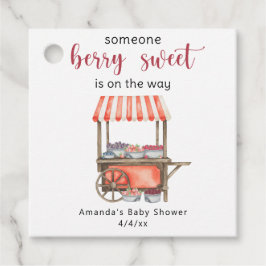 Akvarell vagn jordgubbar baby shower gåvor etiketter