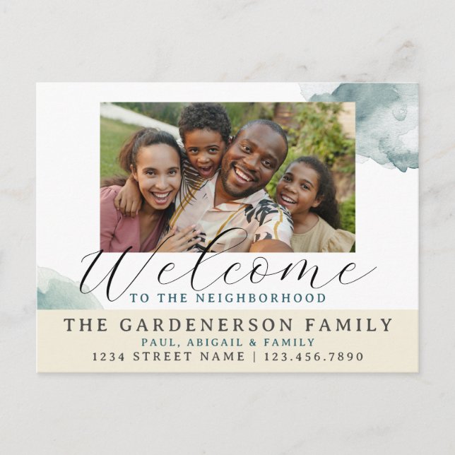 Akvarell Välkommen till Grannskapet  Vykort (Framsida)