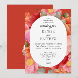 Akvarell Vallmo på Poinciana Röd Inbjudningar