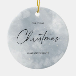 Akvarell Vår första jul som morföräldrar Julgransprydnad Keramik