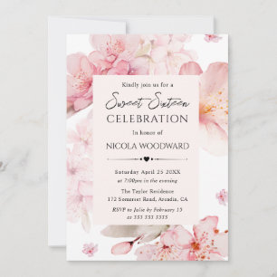 Akvarell Vår Körsbärsblommor Sweet Sixteen Inbjudningar