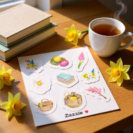 Akvarell Vår med blomsterbukett set 2 Klistermärken