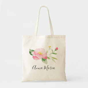 Akvarell Vår Rodnad Rosa Blommor Blommig Namn Tygkasse