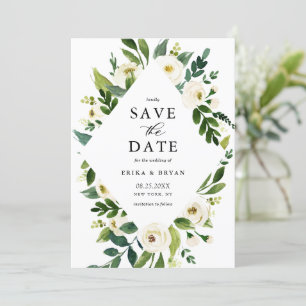 Akvarell Vår Vita Blommor Ram Spara Datumet