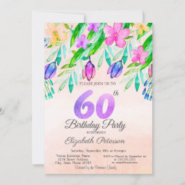Akvarell Vårblommor 60-årsdag Inbjudningar