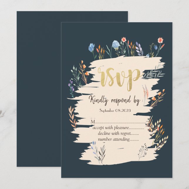 Akvarell Vårblomsteräng RSVP Inbjudningar (Fram/baksida)