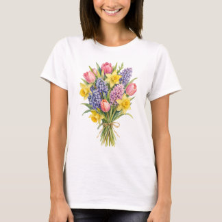 Akvarell Vårbukett Boho Blommor T Shirt