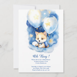 Akvarell Varg Baby Shower Inbjudan