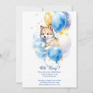 Akvarell Varg Baby Shower Inbjudan