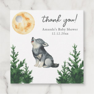 Akvarell Varg Baby Shower Tack Gåvor Etiketter