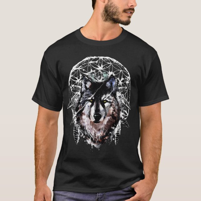 Akvarell Varg T Shirt (Framsida)