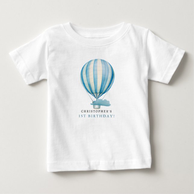 Akvarell Varm Luft Ballong Personligt Namn T Shirt (Framsida)