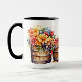 AKVARELL VATTEN TUNNOR ORANGE GULA BLOMMOR MUGG