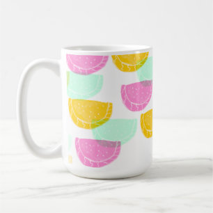 Akvarell Vattenmelon Rosa Grön Gul Mönster Kaffemugg