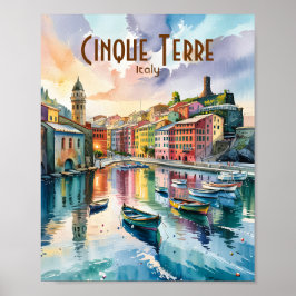 Akvarell Vernazza Cinque Terre Italien Färgrik Poster