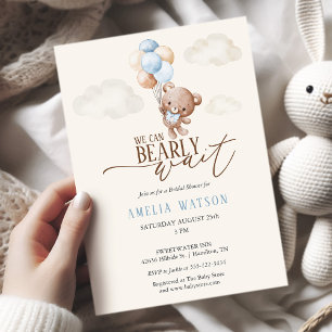 Akvarell Vi Kan Knappast Vänta Baby Boy Shower Inbjudningar