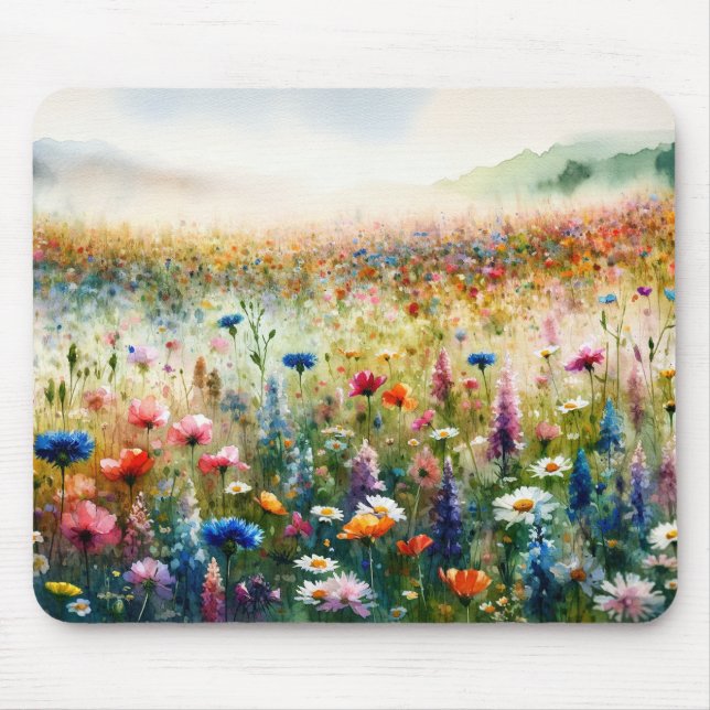 Akvarell Vild blomster scenisk landskap Musmatta (Framsidan)