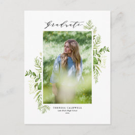 Akvarell Vild Grönska Vit Foto Examen Vykort