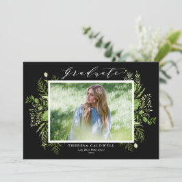 Akvarell Vild Lövverk Svart Foto Examen Inbjudningar