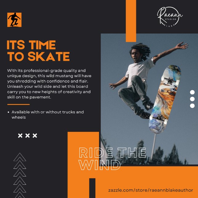 Akvarell Vild Mustang Skateboard (Skapare uppladdad)
