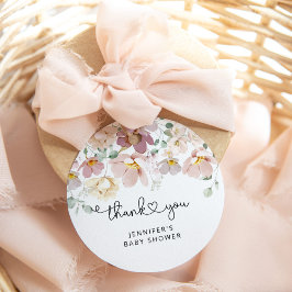Akvarell vilda blommor baby shower tack gåvor etiketter