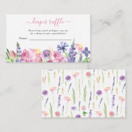 Akvarell Vilda Blommor Blöja Lotteri Baby Shower Tilläggskort