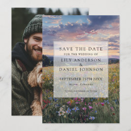 Akvarell Vilda Blommor Blommig Äng Foto Bröllop Spara Datumet