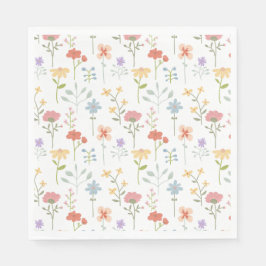 Akvarell Vilda Blommor Blommönster Pappersservett