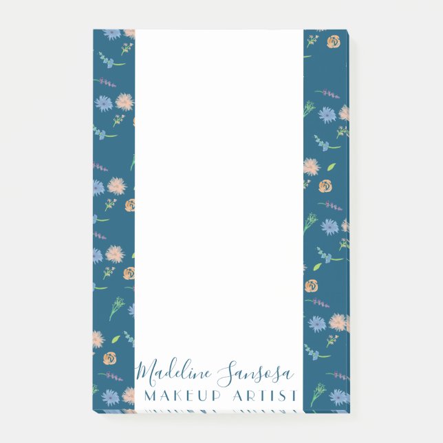 Akvarell Vilda Blommor Botanisk Evenemangsdesigner Post-it Block (Framsida)