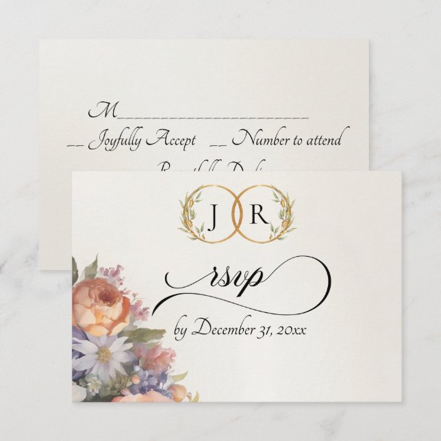 Akvarell Vilda Blommor - Elfenben OSA Kort (Fram/baksida)