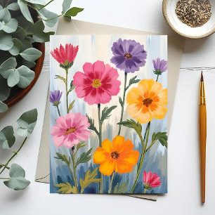 Akvarell Vilda Blommor Fält med Blommor Målning Vykort