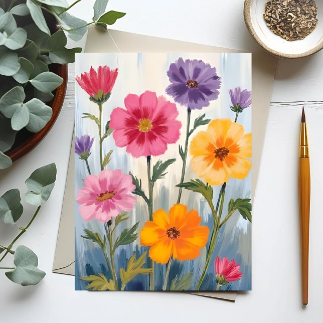 Akvarell Vilda Blommor | Fält med Blommor Målning Vykort (Skapare uppladdad)