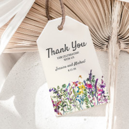 Akvarell Vilda Blommor Krämfärgad Bröllop Presentetikett