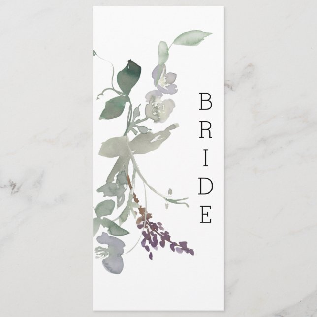 Akvarell Vilda Blommor Lavendel Blommig Stolsväggs Meny (Framsida)