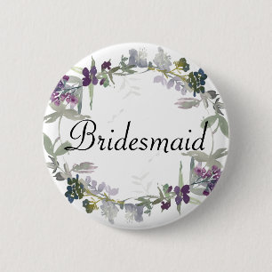 Akvarell Vilda Blommor Lavendel Brudtärna Knapp