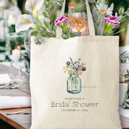 Akvarell Vilda Blommor Linne Boho Bröllopsfest Tygkasse