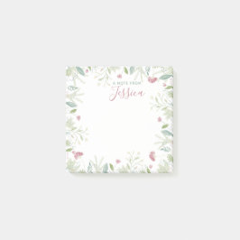 Akvarell Vilda Blommor med Anpassat Namn Personlig Post-it Block
