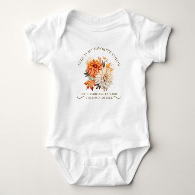 Akvarell vilda blommor och höstlövmönster t shirt (Framsida)