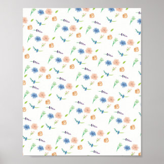 Akvarell Vilda Blommor Original Konst Poster