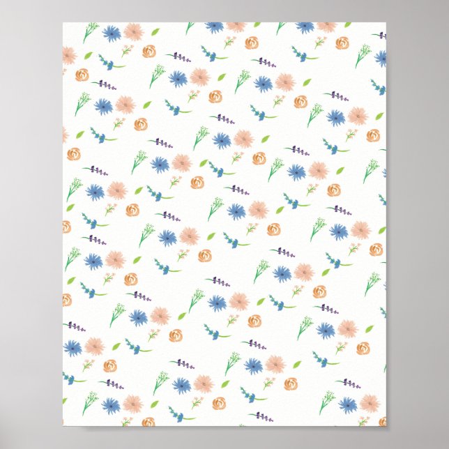 Akvarell Vilda Blommor Original Konst Poster (Framsidan)