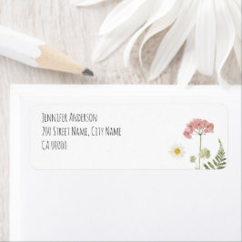 Akvarell vilda blommor returadress etikett