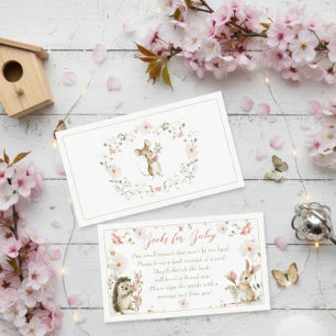 Akvarell Vilda Blommor Skogs Djur Baby Shower Tilläggskort