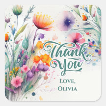 Akvarell Vilda Blommor Tack