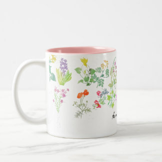 Akvarell vilda blommor Två-Tonad mugg