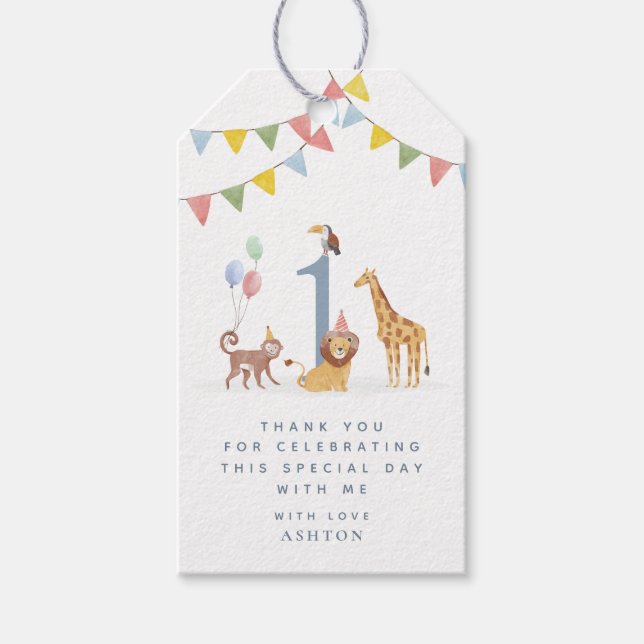 Akvarell Vilda Djur Vild En Tacksamhet Presentetikett (Framsidan)