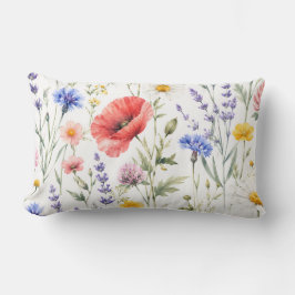 Akvarell Vildblomma Äng Blommig  Lumbarkudde