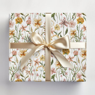 Akvarell Vildblomma Äng Blommönster Presentpapper