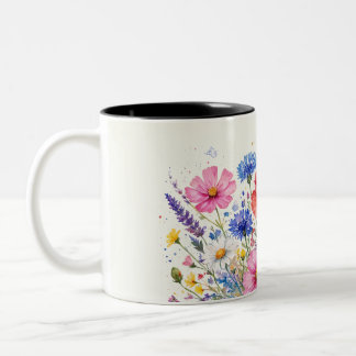 Akvarell Vildblomma Äng Bouquet Blommig Konst Två-Tonad Mugg