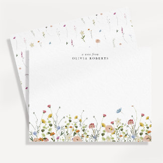 Akvarell Vildblomma Äng Notkort Inbjudningar